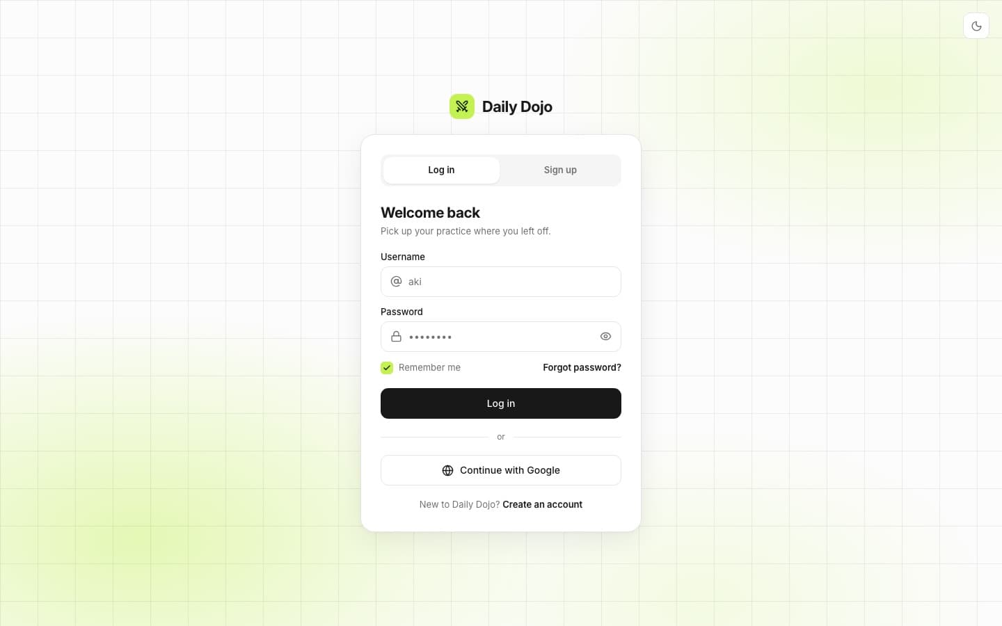 Daily Dojo — Log in