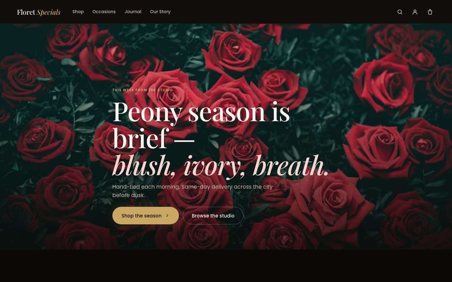Floret — home, dark theme